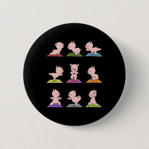 Pig Yoga Funny Piglets In Yoga Poses Sports Tee 6 Cm Round Badge