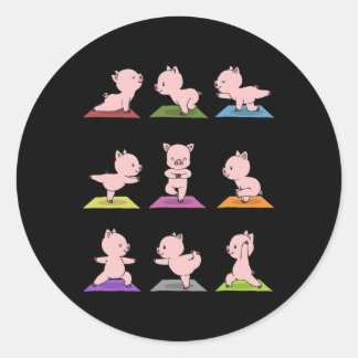 Pig Yoga Funny Piglets In Yoga Poses Sports Tee  Classic Round Sticker
