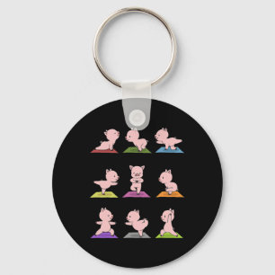 Pig Yoga Funny Piglets In Yoga Poses Sports Tee Key Ring
