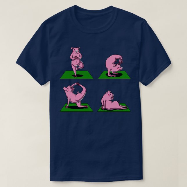 Pig Yoga Workout Poses T-Shirt (Design Front)