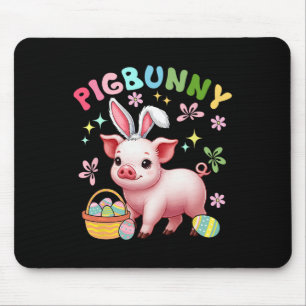 Pigbunny Cute Pig Cosplay Bunny Hunting Eggs Easte Mouse Pad