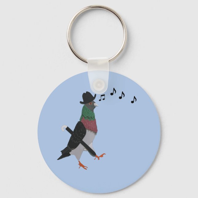 Pigeon About Town Funny Key Ring (Front)