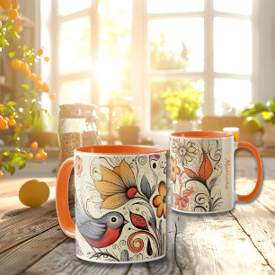 Pigeon and Floral Design custom name Summer  Mug