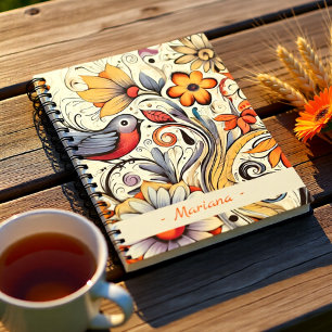 Pigeon and Floral Design Summer  Notebook