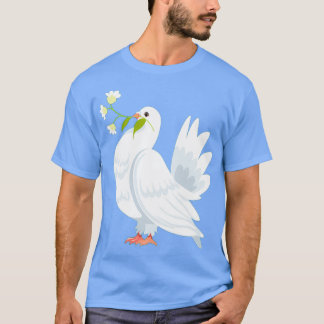 pigeon bird carrying flowers in beak T-Shirt
