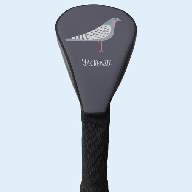 Pigeon Bird Personalised Golf Head Cover (Fun personalized pigeon golf head cover for bird lovers)