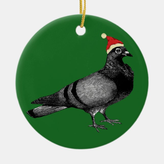 pigeon christmas ceramic tree decoration (Front)