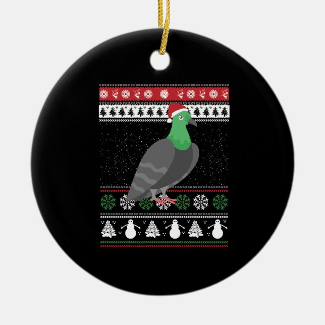Pigeon - Christmas Pigeon Ugly Christmas Ceramic Tree Decoration (Front)