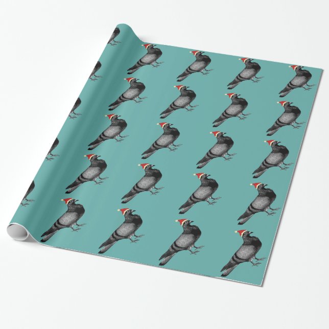 pigeon christmas wrapping paper (Unrolled)