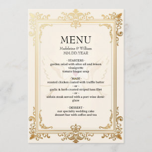 Pigeon Elegant Luxury Gold Wedding  Menu