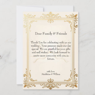 Pigeon Elegant Luxury Gold Wedding Thank You Card