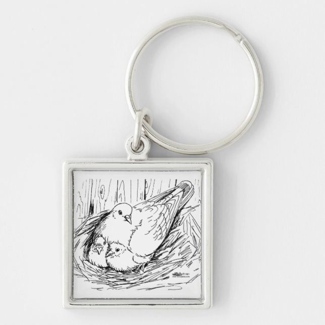 Pigeon Family Key Ring (Front)