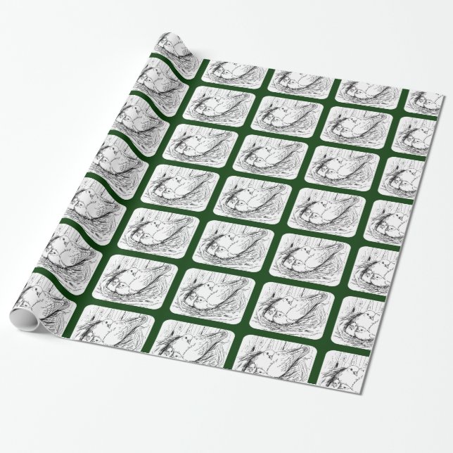 Pigeon Family Wrapping Paper (Unrolled)