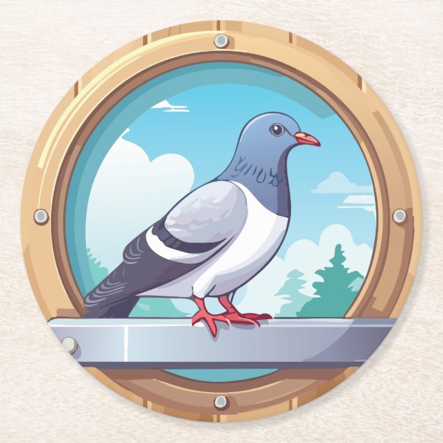 Pigeon Fancier Round Paper Coaster (Front)
