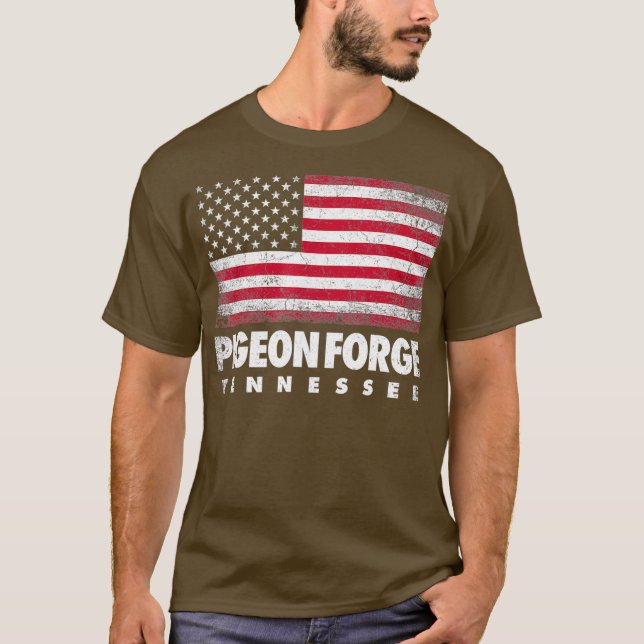 Pigeon Forge Tennessee 4th of July American Flag T-Shirt (Front)