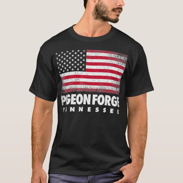Pigeon Forge Tennessee 4th of July American Flag T-Shirt (Front)