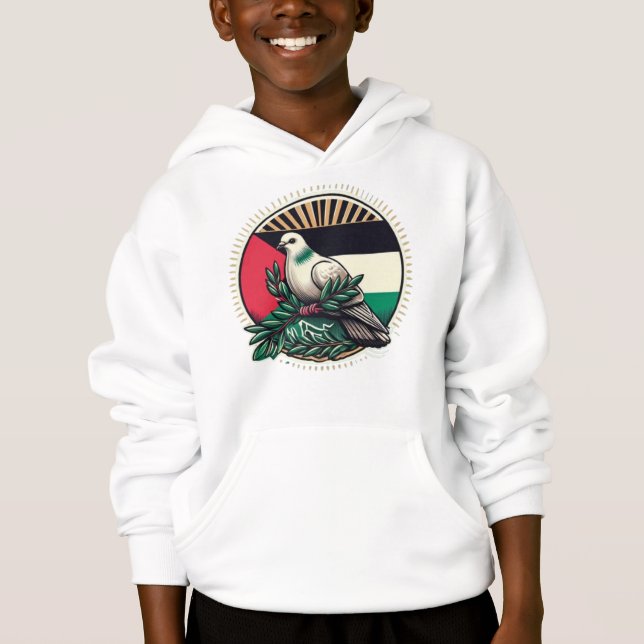 Pigeon Hold olive branch front Palestine Flag (Front)
