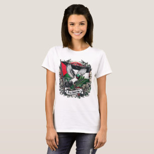 Pigeon holding olive's leaf free Palestine Flag T-Shirt