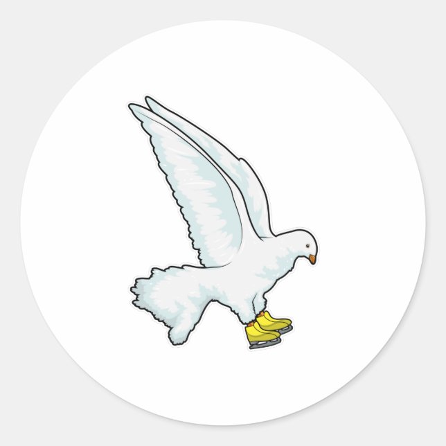 Pigeon Ice skating Ice skates Classic Round Sticker (Front)