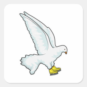 Pigeon Ice skating Ice skates Square Sticker