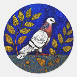 Pigeon illustration classic round sticker