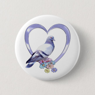 Pigeon in Heart 6 Cm Round Badge