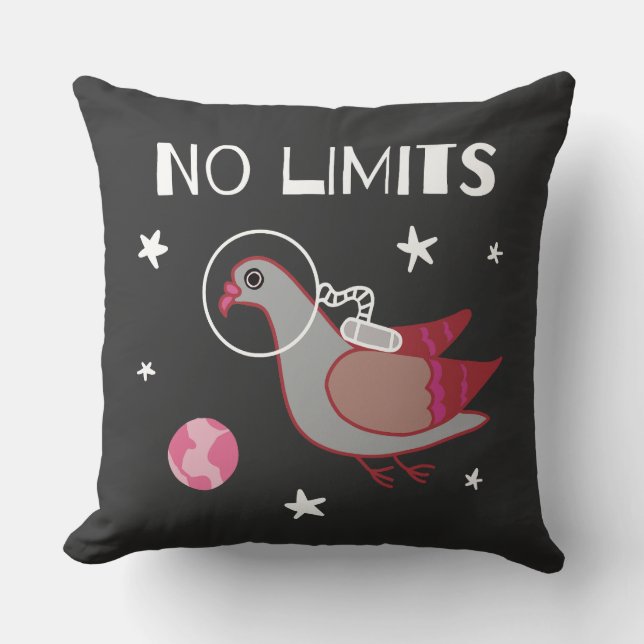 Pigeon in Space No Limits Cushion (Front)