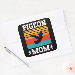 Pigeon Mum Bird Fly Animal Cute Pigeon Birds Retro Square Sticker