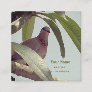 pigeon on a tree -painting square business card