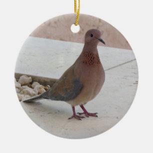 Pigeon ornament, customisable ceramic tree decoration