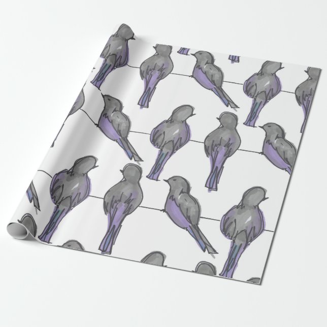 Pigeon Pals Print Wrapping Paper (Unrolled)