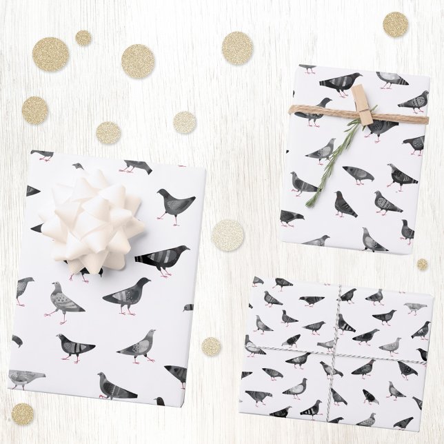 Pigeon Pattern Wrapping Paper Sheet (Fun pigeon bird pattern gift wrapping paper sheets)