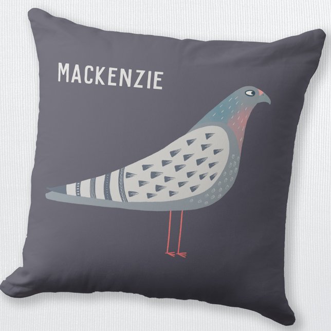 Pigeon Personalised Cushion (Personalized custom name pigeon bird throw pillow)