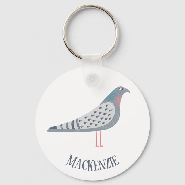 Pigeon Personalised Key Ring (Front)