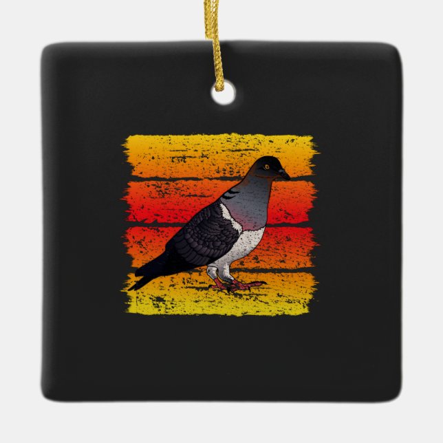 Pigeon - Pigeon Retro Gift Ceramic Ornament (Front)