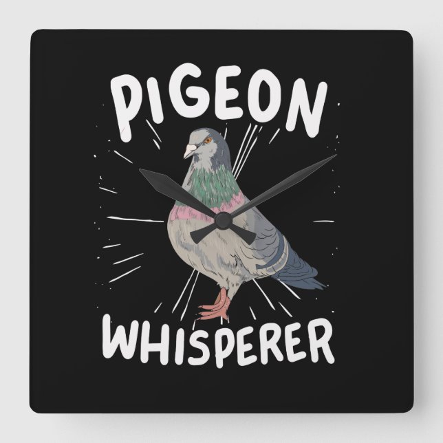 Pigeon - Pigeon Whisperer Square Wall Clock (Front)