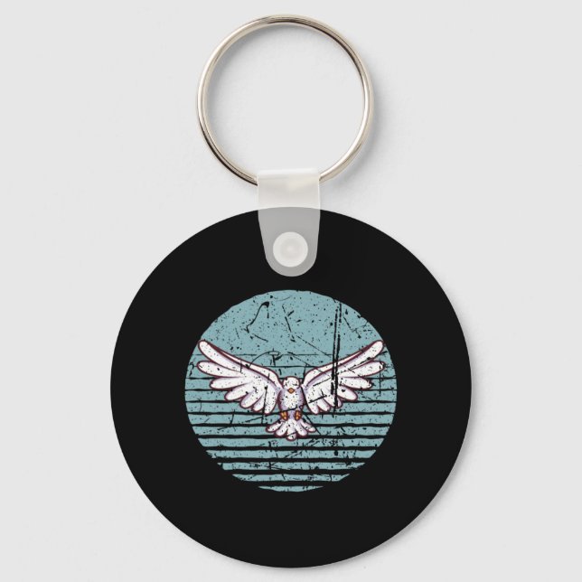 Pigeon Retro Key Ring (Front)