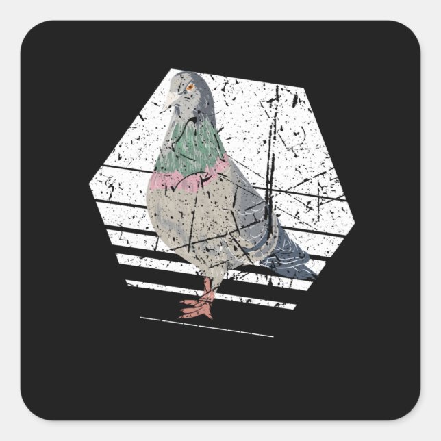 Pigeon Retro Square Sticker (Front)