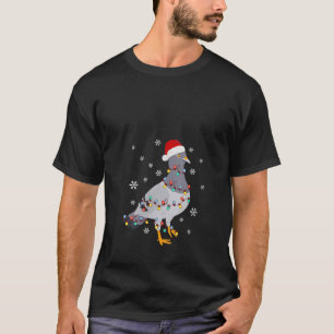 Pigeon Santa Hat Christmas Cheer for Bird Lovers V T-Shirt