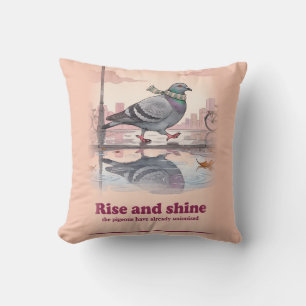 Pigeon Scarf Puddle Watercolor Style Throw Pillow