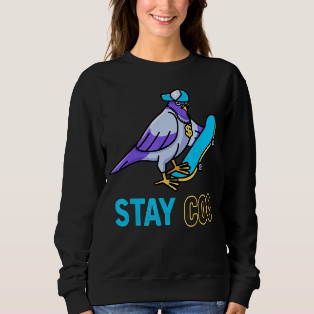 Pigeon Skating Bird Watching Sweatshirt (Front)