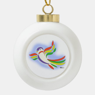 Pigeon Stylised Bird Ceramic Ball Christmas Ornament