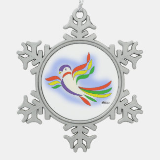 Pigeon Stylised Bird Snowflake Pewter Christmas Ornament