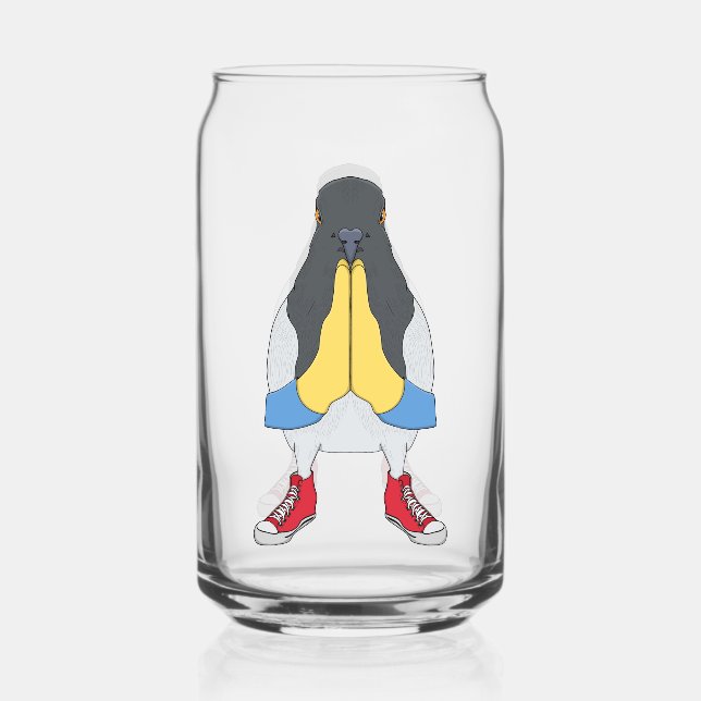 Pigeon with Shoes Can Glass (Front)
