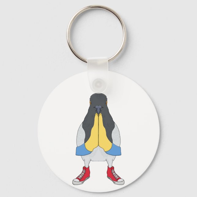 Pigeon with Shoes Key Ring (Front)