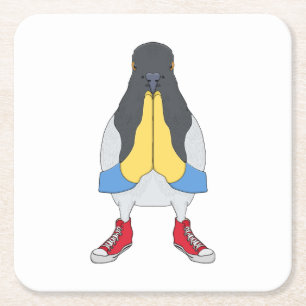 Pigeon with Shoes Square Paper Coaster
