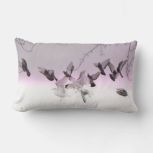 Pigeons Delight In Flight Lumbar Cushion