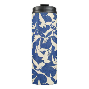 Pigeons in White and Blue Thermal Tumbler