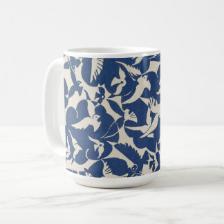Pigeons in White and Blue vintage bird design Coffee Mug