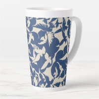 Pigeons in White and Blue vintage bird design